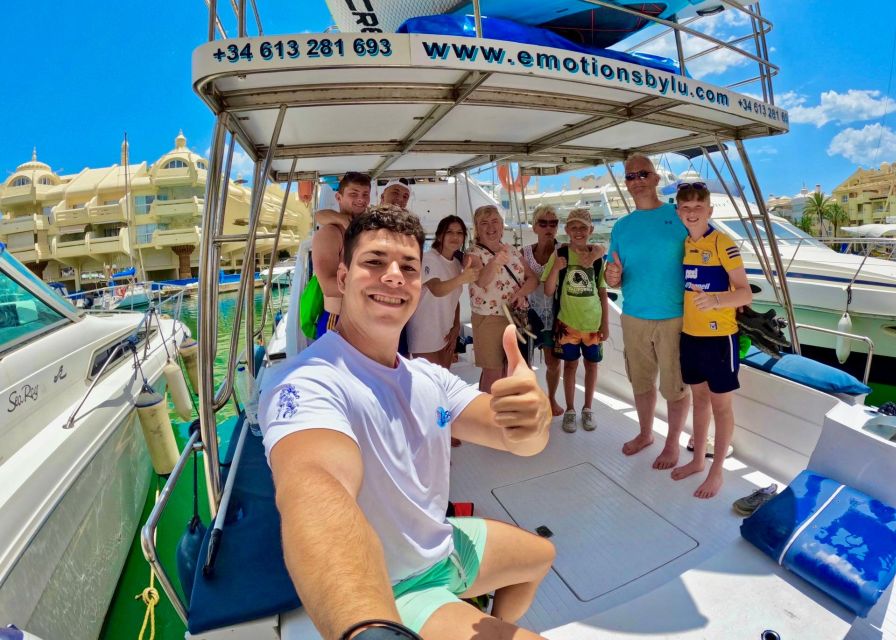 From Benalmádena & Torremolinos: Dolphin Watch Boat Trip - What You’ll Get On Board: Captain, Music, Water, and No Food