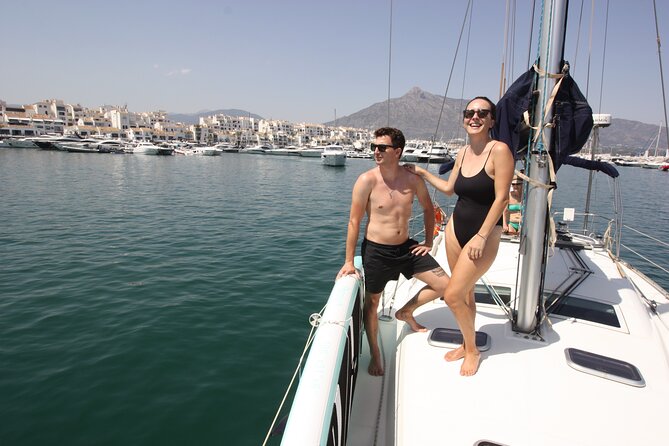 Private Sailing Tour from Puerto Banus Marbella (10 pax) - Marbella Golden Mile views: Puente Romano, Marbella Club, and that red pier